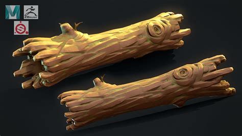 Stylized Wood Log Zbrush Autodesk Maya Substance Painter Youtube