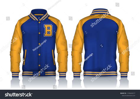 Varsity Jacket Designsportswear Track Front Back 库存矢量图（免版税）1199649277