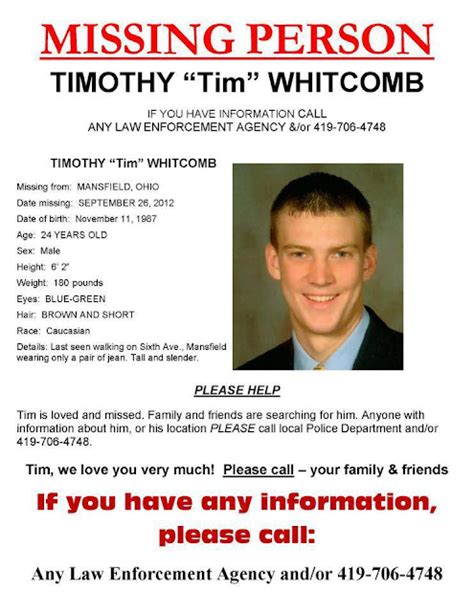 Missing Person Timothy Whitcomb Of Ohio Liar Catchers Blog