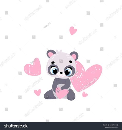 Cute Panda Heart Vector Print Valentines Stock Vector Royalty Free 2202752131 Shutterstock