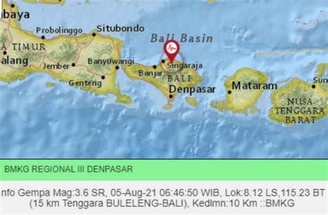 Gempabumi Tektonik M 3 6 Guncang Wilayah Buleleng Bali Prawara