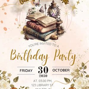 Editable Book Birthday Invitation Storybook Invitation Template Book