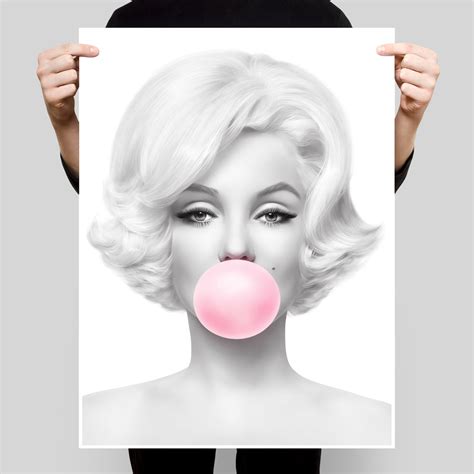 Marilyn Monroe Pink Bubble Gum Print Bubblegum Poster Black Etsy