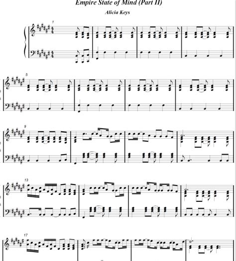 Alicia Keys Empire State Of Mind Free Sheet Music Pdf For Piano The