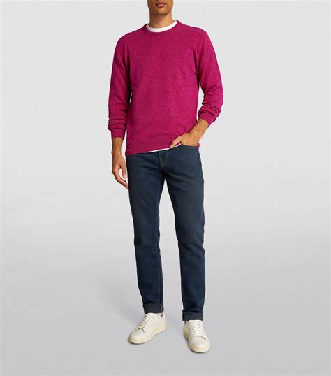 Mens Johnstons Of Elgin Pink Lambswool Sweater Harrods UK