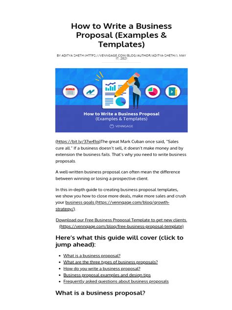 How To Write A Business Proposal Examples And Templates Venngage Pdf