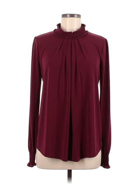 Ann Taylor Solid Maroon Burgundy Long Sleeve Blouse Size S 74 Off