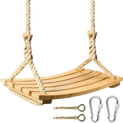 Herefun Balançoire Arbre en Bois Siège Suspendu Swing avec Cordes