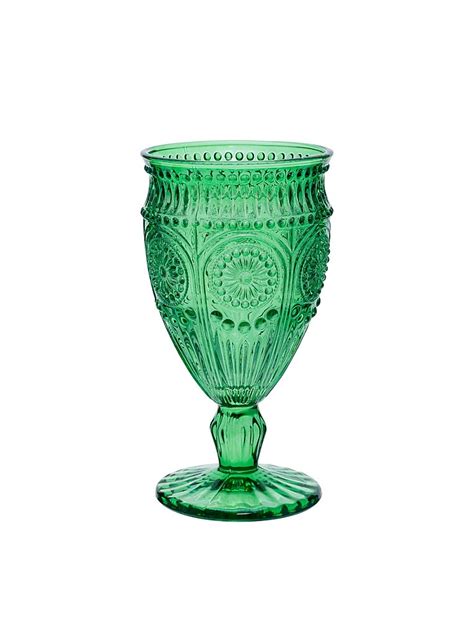 Green Lucia Goblet Wine Glass Set Of 4 George At Asda