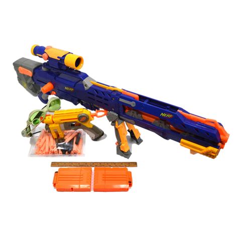 Nerf Lot Longshot Cs 6 Blaster Issue C 307a Pull Back Pistol