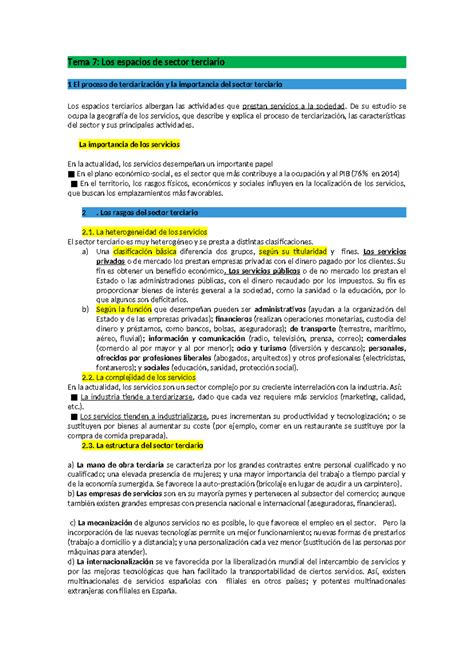 Unidad A Los Transportes Tema Los Espacios De Sector Terciario