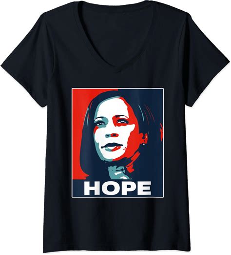 Womens Hope Kamala Harris V Neck T Shirt Clothing Shoes