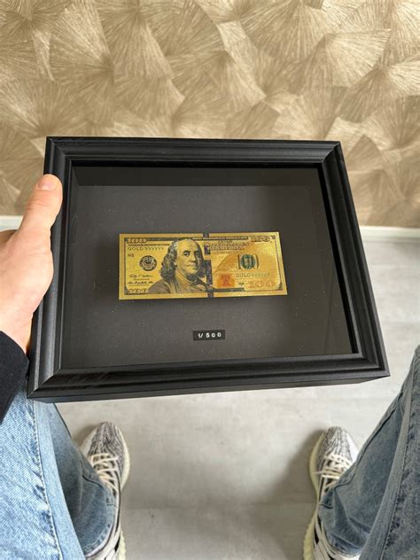 Gold Plated Single 100 Dollar Bill Frame Money Art Home Decor Office