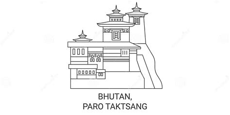 Bhutan Paro Taktsang Travel Landmark Vector Illustration Stock Vector