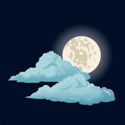 Premium Vector | Night sky moon clouds