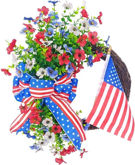 American Patriotic 4th Of July Wreaths For Front Door Red