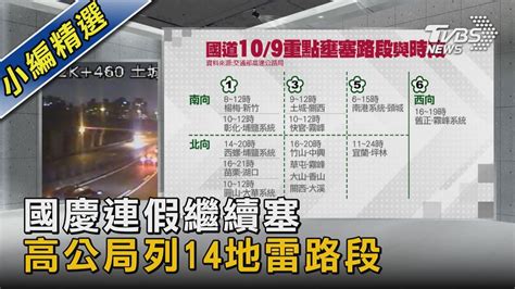 國慶連假繼續塞 高公局列14地雷路段｜tvbs新聞 Youtube