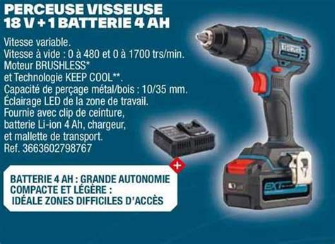 Promo Perceuse Visseuse V Batterie Ah Chez Brico D P T