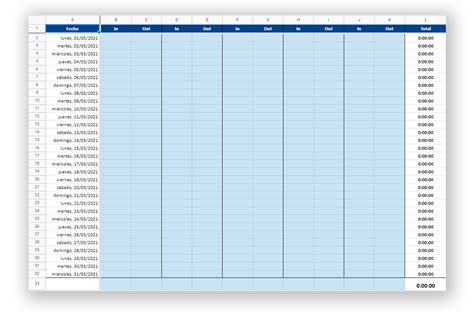 Plantilla Gratuita De Control Horario Y Fichaje Version Oh My