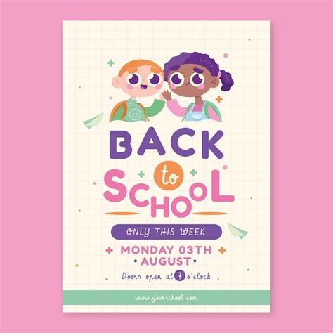 Free Vector Flat Back To School Vertical Poster Template