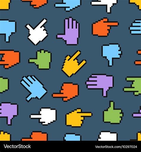 Pixel Hand Cursors Seamless Pattern Royalty Free Vector