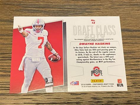 Dwayne Haskins 2019 Contenders Draft Picks Draft Class 13 RC Ohio