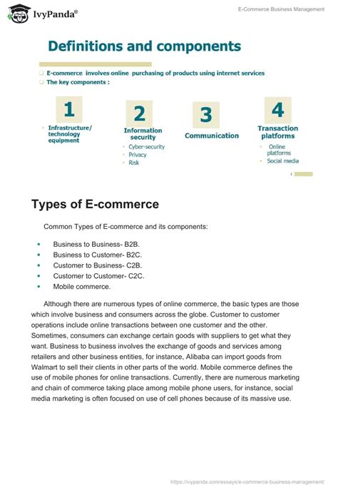 E-Commerce Business Management - 1015 Words | Presentation Example