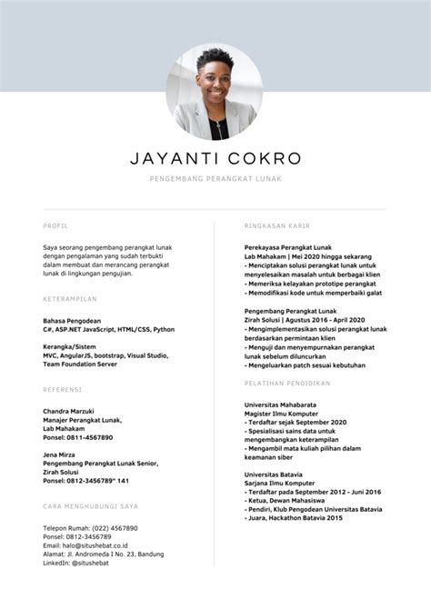 20 Contoh Cv Formal Modern And Kreatif Dalam Bahasa Indonesia Serta Inggris