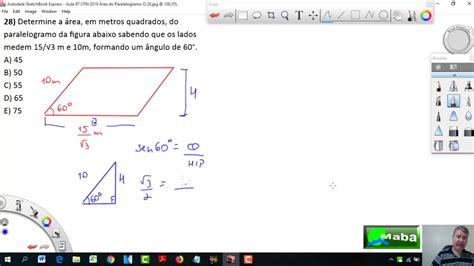 MABA CONCURSOS ÁREA DO PARALELOGRAMO CFN 2019 QUESTÃO 28