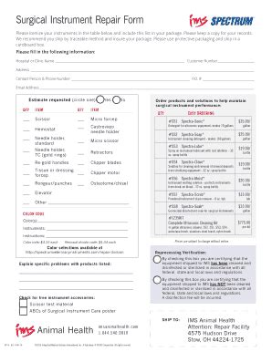 Fillable Online Surgical Instrument Repair Form Shop Veterinary