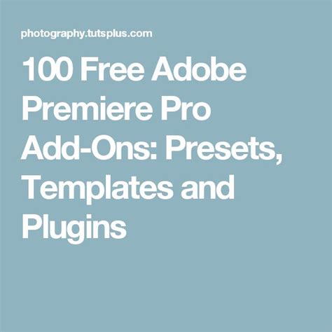 Free Adobe Premiere Pro Add Ons Presets Templates And Plugins