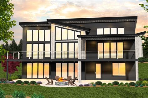 Plan 85325MS 3 Bedroom Modern House Plan For The Rear Sloping Lot