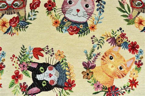 Gobelin Cats And Flowers Stoffe Online Kaufen Stoffmeile De