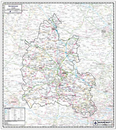 Oxfordshire County Map (2021) | County map, Wall maps, Map