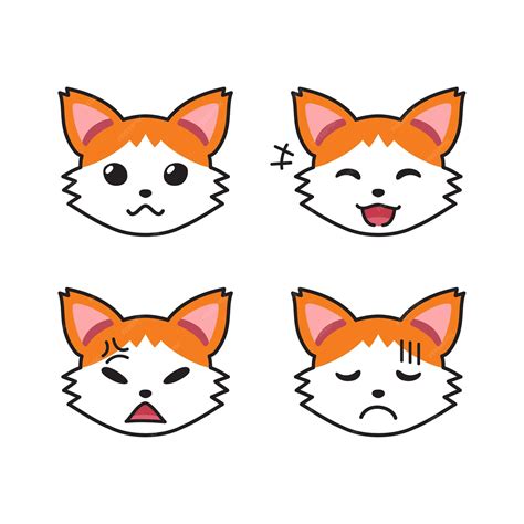 Premium Vector Set Of Cat Faces Showing Different Emotions For Design