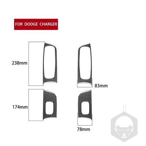 4PCS Carbon Fiber Window Lift Switch Frame Sticker Trim For Dodge