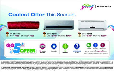 Godrej Air Conditioners - Go 5 Offers / Bangalore | SaleRaja