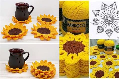 Dessous De Verre Tournesol Au Crochet Facile