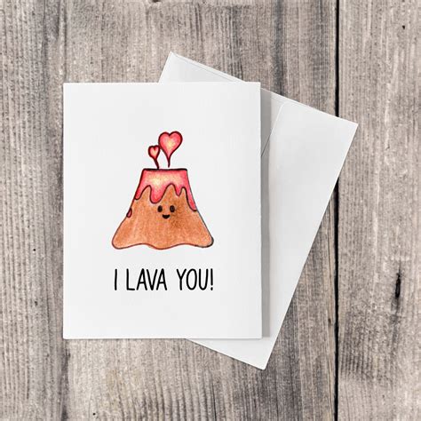 Cute Lava Anniversary Valentines Day Card Pun I Lava You Etsy