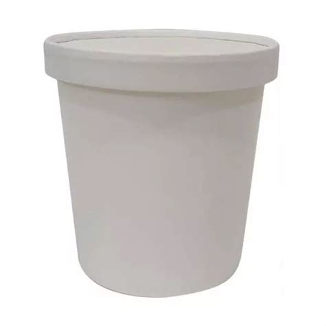 Disposable Paper Food Container Lid 750ml Round White Suppdock