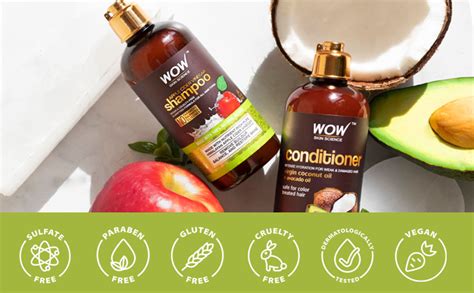 Wow Skin Science Apple Cider Vinegar Shampoo And Conditioner Set With Coconut