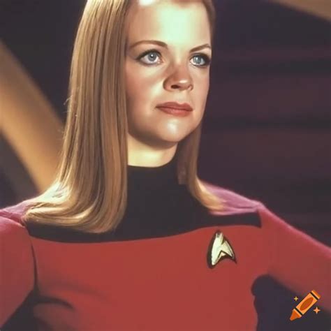 Melissa Joan Hart In A Ponytail Wearing A Sleeveless Star Trek Uniform