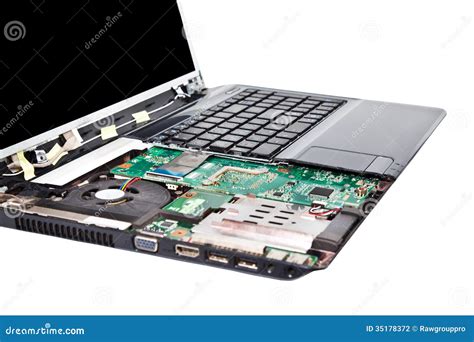 Laptop Half Disassembled Repair Service Concept Close Up Stock