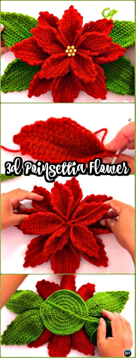 Crochet Poinsettia Christmas Flower Patterns Diy Crafts