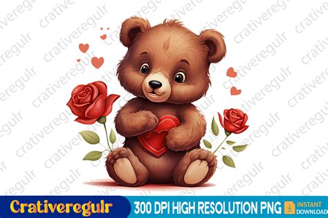 Little Bear Valentine Clipart Graphic By Crativeregulr · Creative Fabrica