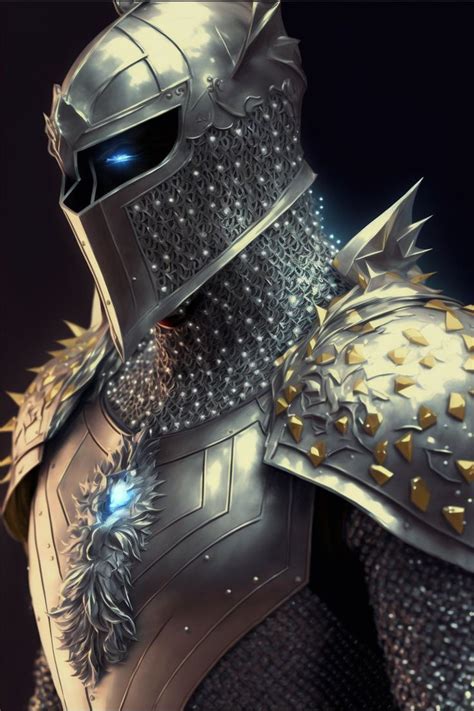 Knight In Platinum Armor With Diamonds Concept Art Digital Silver