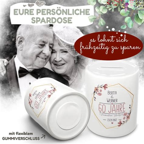 Spardose Als Geldgeschenk Zur Diamantenen Hochzeit Mit Namen TASSEN