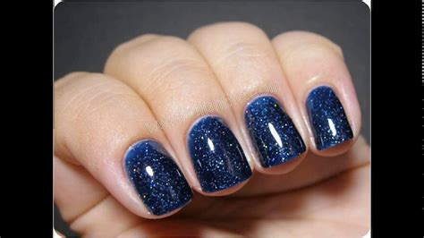 Navy Blue Glitter Nails - Nail Ftempo