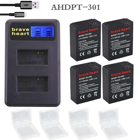 4x Bateria gopro hero3 hero 3 battery gopro3 batterie + lcd dual ...