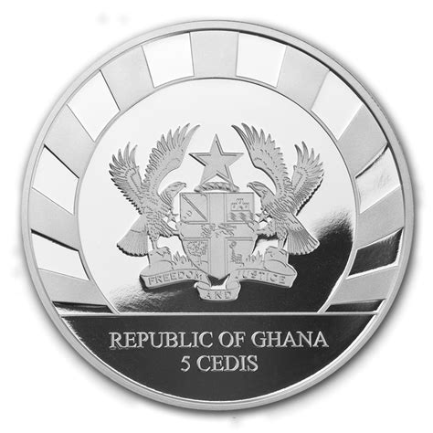 Ghana 5 Cedis Jeleń Olbrzymi 2019 1 Oz Ag999 Supermonetypl Monety